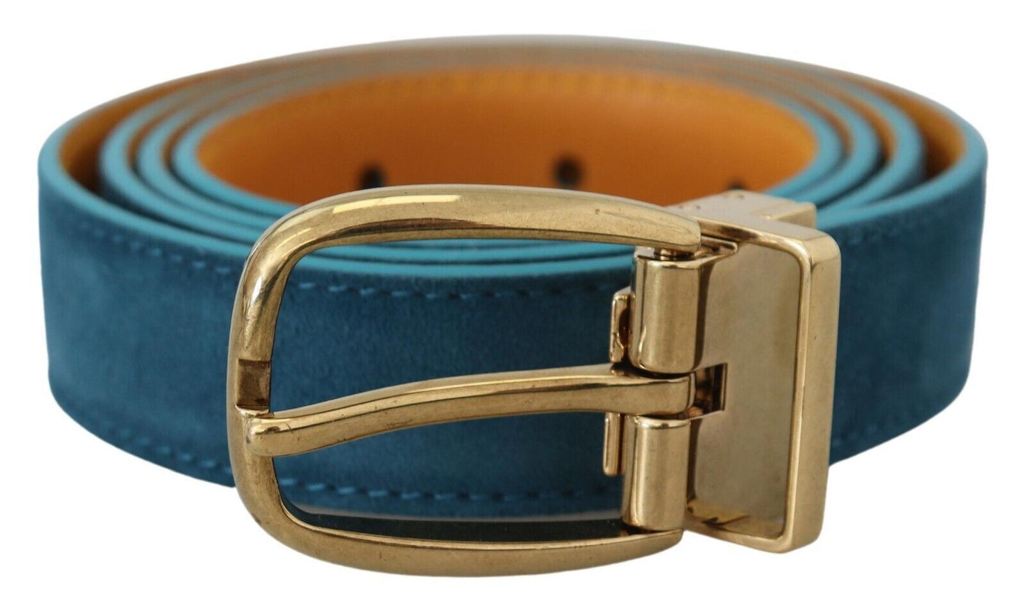 Elegant Blue Velvet Leather Belt