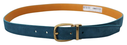 Elegant Blue Velvet Leather Belt