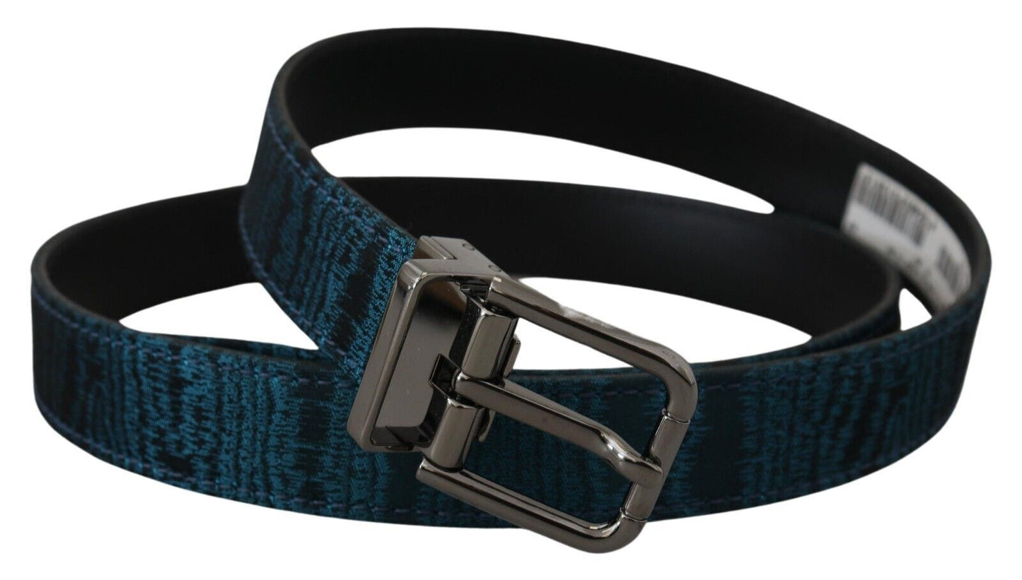 Elegant Blue Jacquard Designer Belt