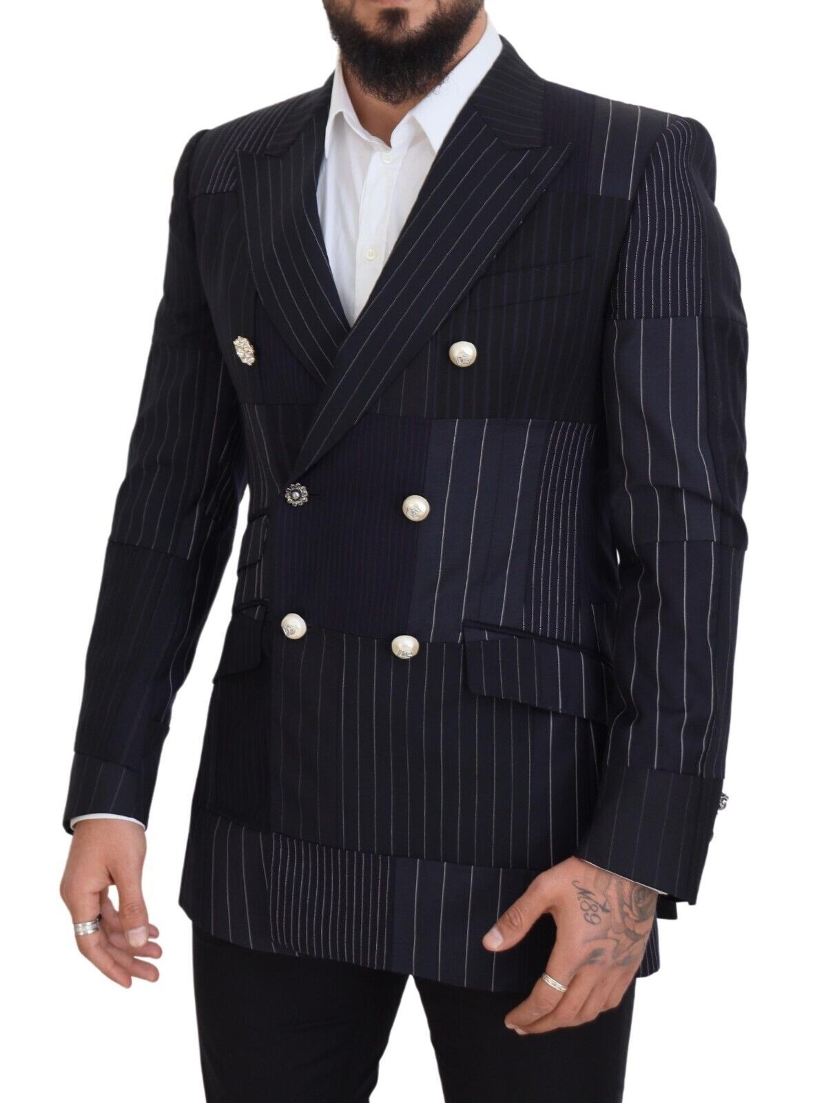 Elegant Navy Slim-Fit Double Breasted Blazer