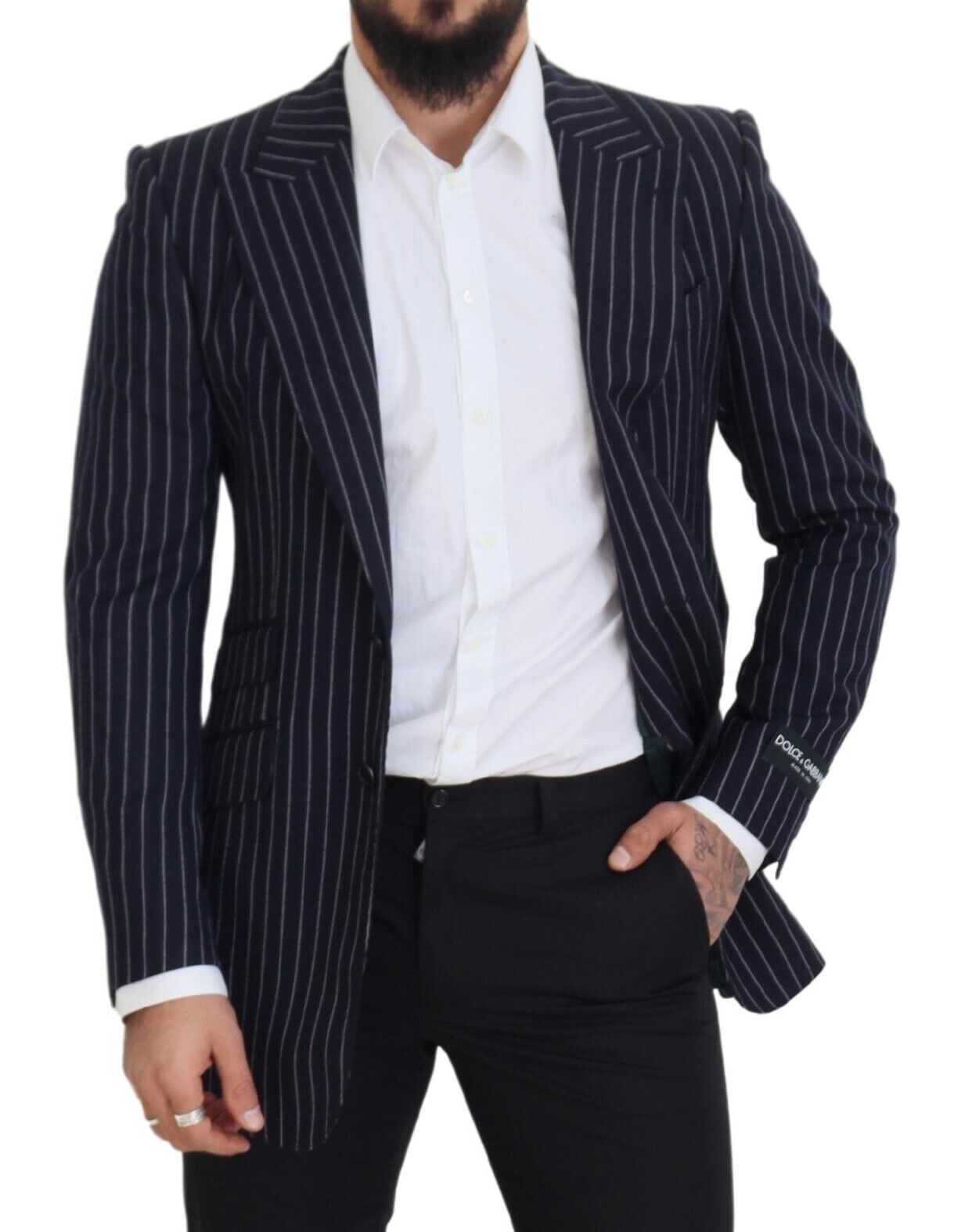 Elegant Navy Slim Fit Wool Blazer