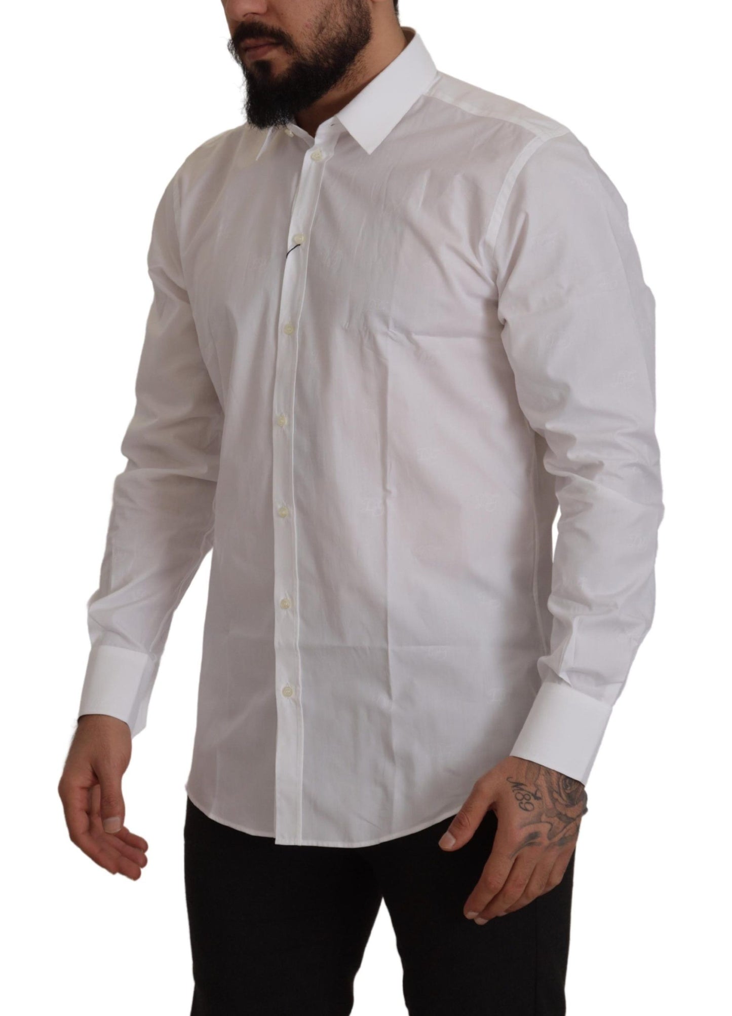 Elegant Slim Fit White Martini Dress Shirt