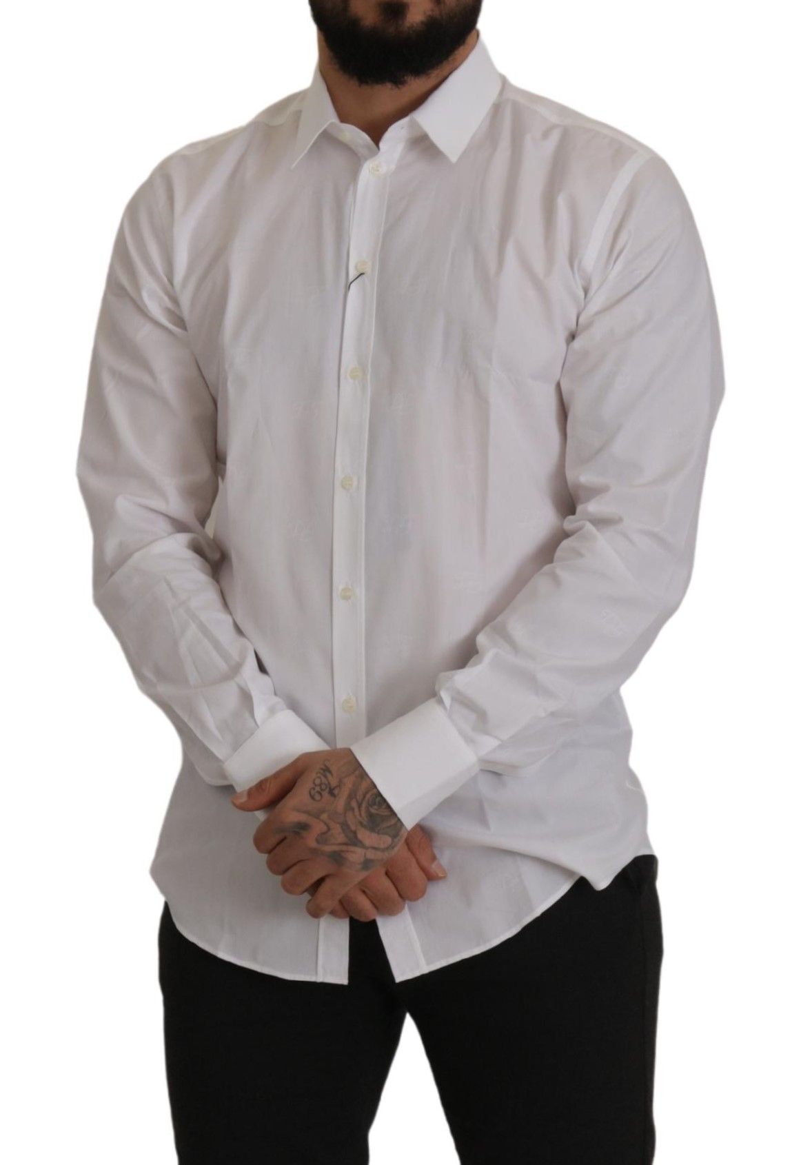 Elegant Slim Fit White Martini Dress Shirt