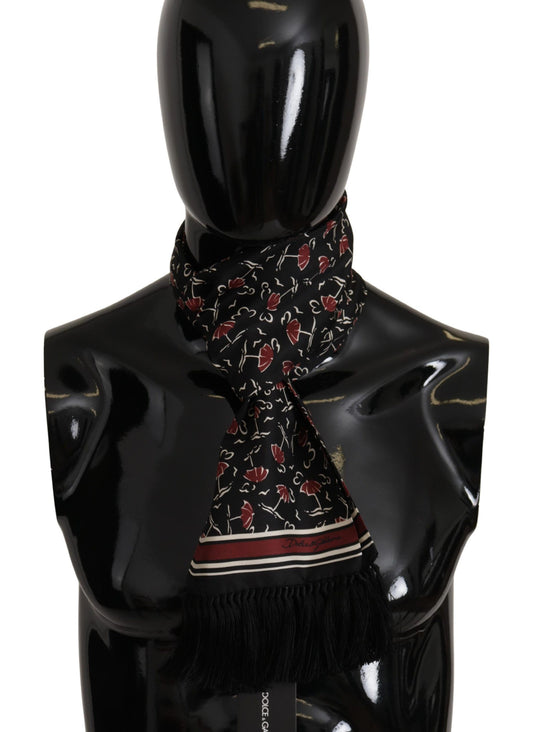 Elegant Silk Men's Scarf Wrap - Black and Red