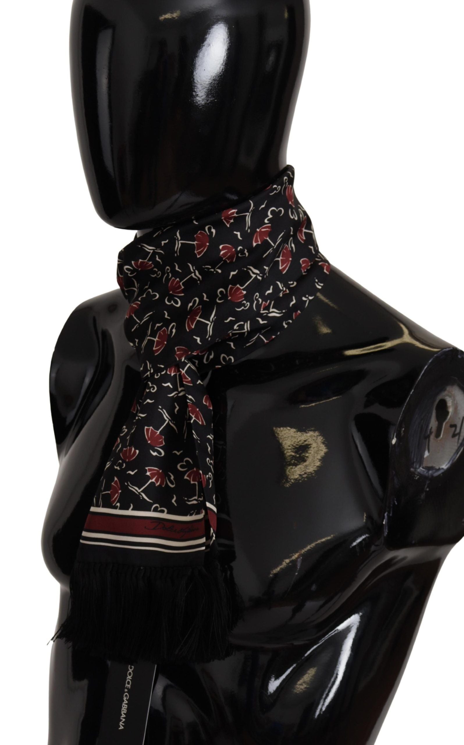 Elegant Silk Men's Scarf Wrap - Black and Red