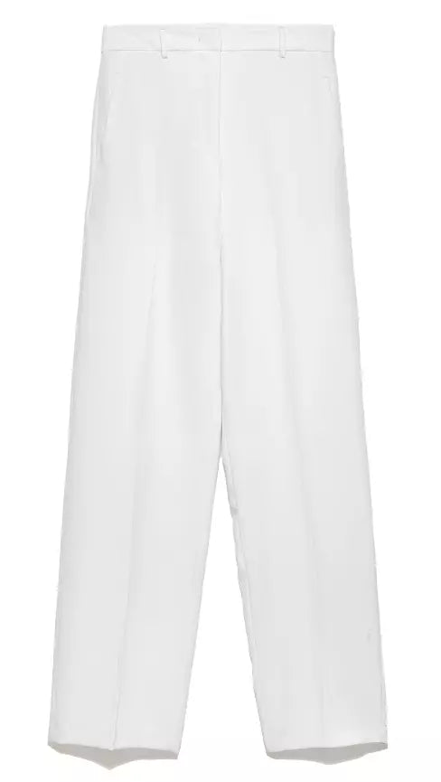 Elegant White Straight Trousers with Pockets