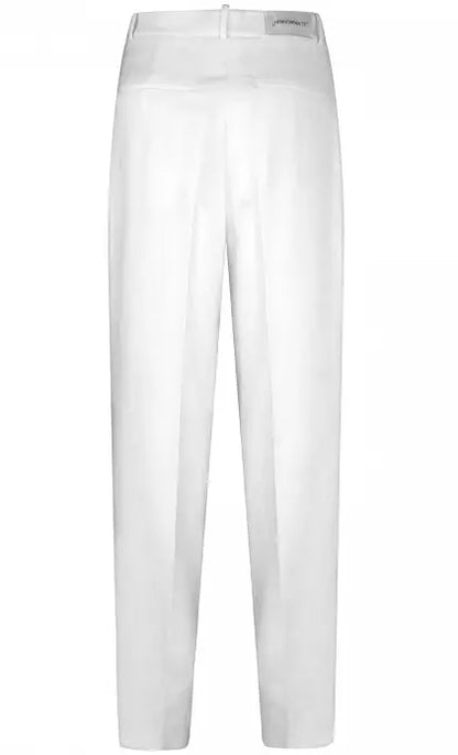 Elegant White Straight Trousers with Pockets