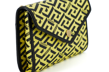 Radiant Yellow Canvas-Leather Pouch Shoulder Bag