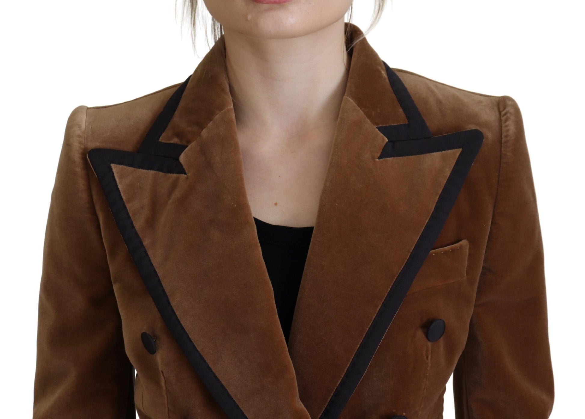 Elegant Double Breasted Brown Blazer Jacket