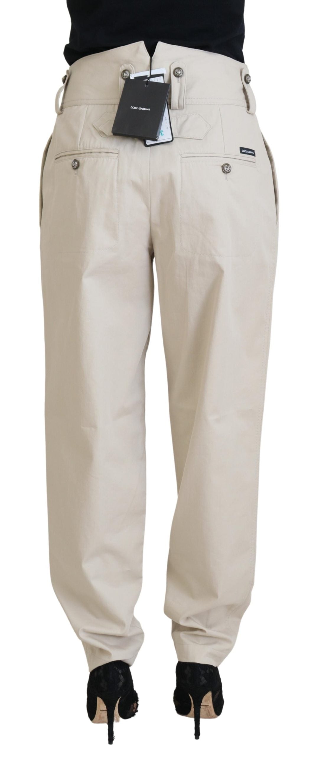 Elegant Beige Cotton Trousers