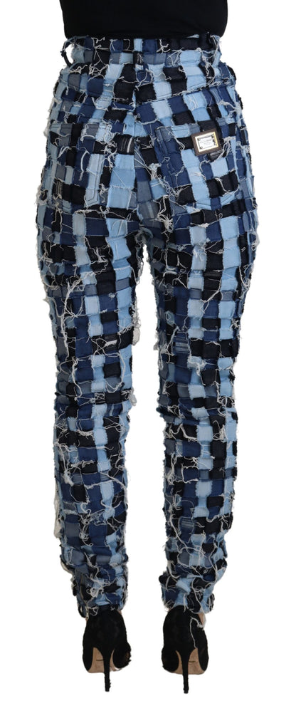 Multicolor Patchwork High-Waist Skinny Jeans