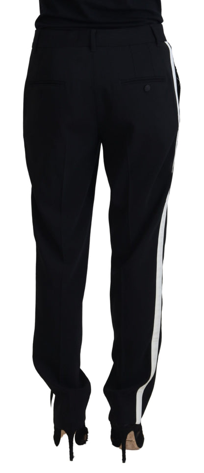 Elegant Black Wool-Silk Blend Trousers