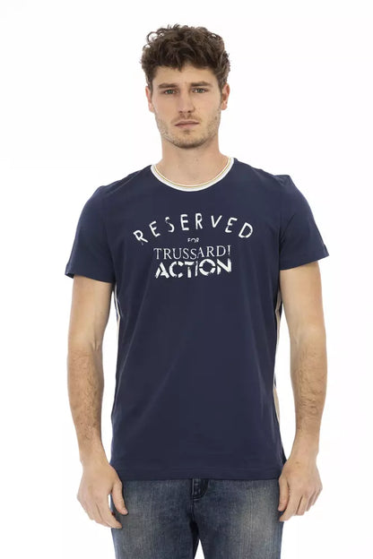 Blue Cotton Men T-Shirt