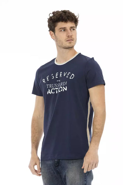 Blue Cotton Men T-Shirt