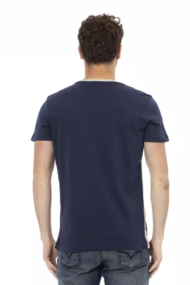 Blue Cotton Men T-Shirt