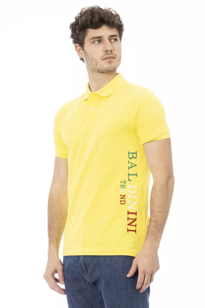 Yellow Cotton Men Polo-Shirt