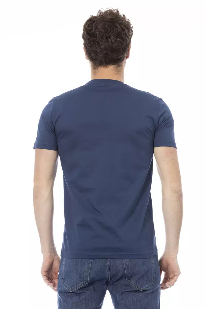 Blue Cotton Men T-Shirt