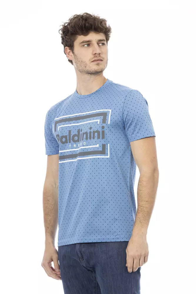 Light Blue Cotton Men T-Shirt