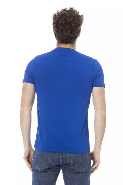 Blue Cotton Men T-Shirt