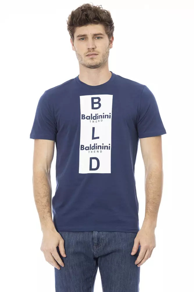 Blue Cotton Men T-Shirt