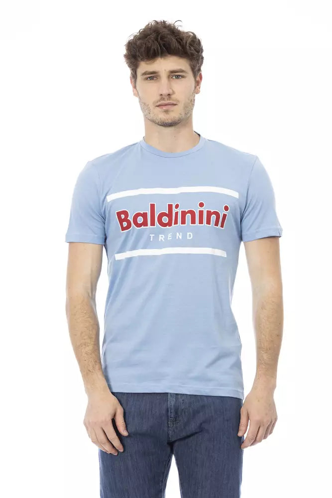 Light Blue Cotton Men T-Shirt