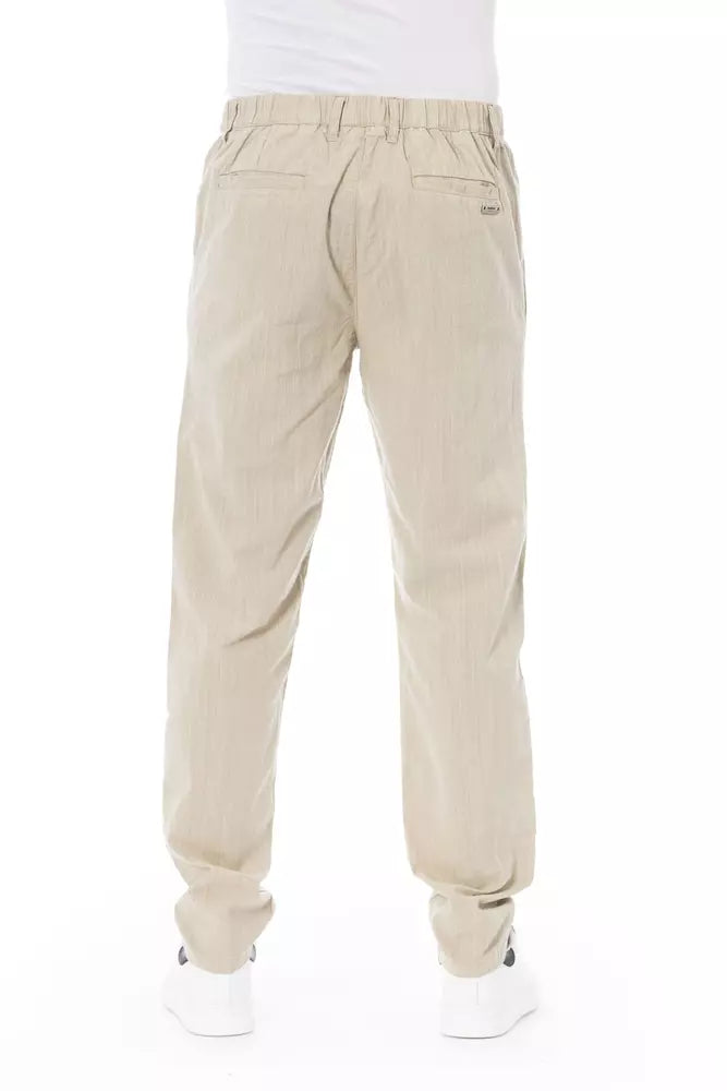 Beige Cotton Men Chino Pants