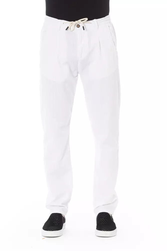 White Cotton Men Chino Trousers