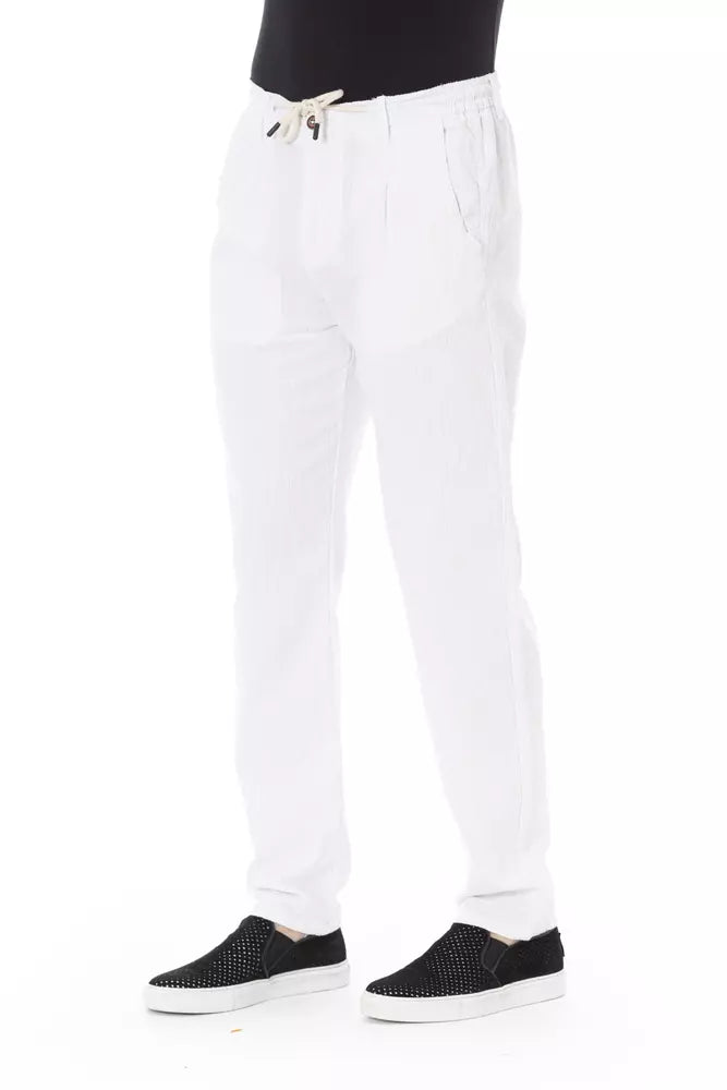 White Cotton Men Chino Trousers