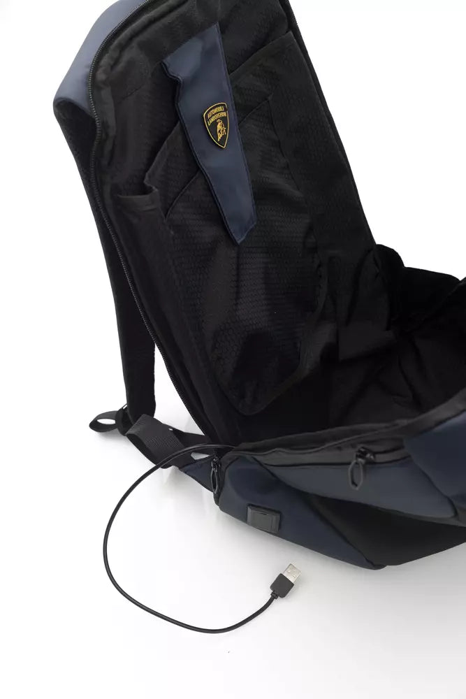 Blue Nylon Men Backpack