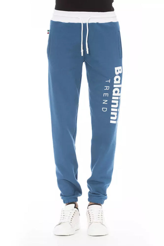 Blue Cotton Men Sport Pant