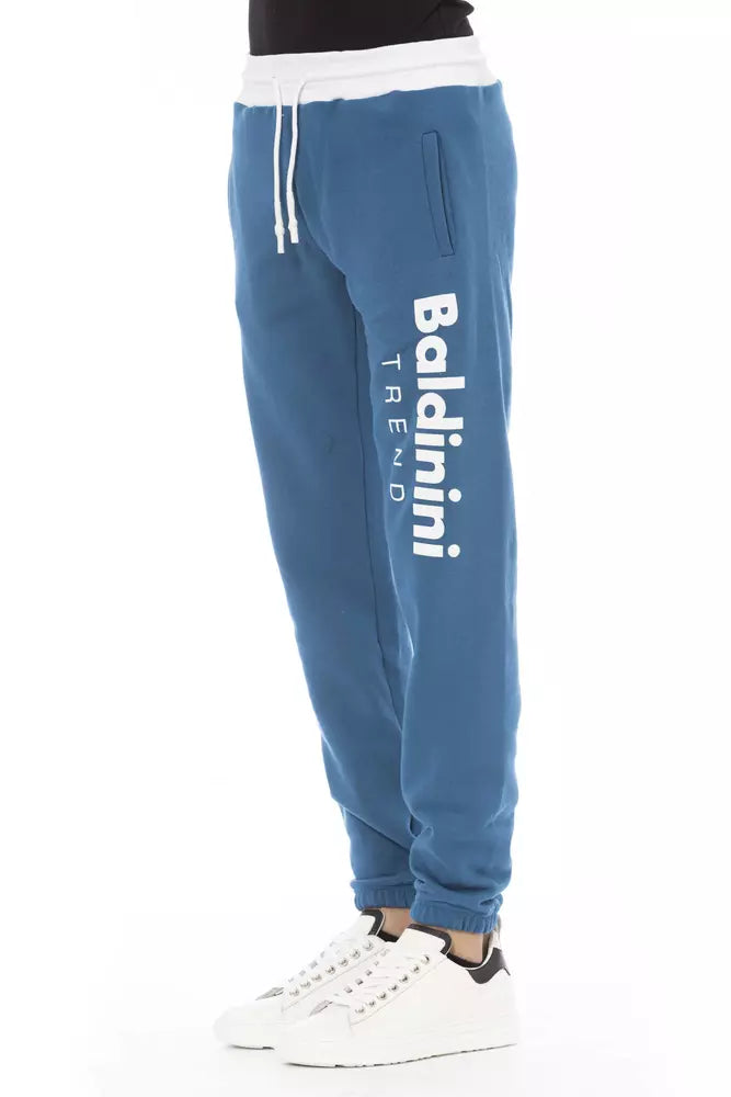 Blue Cotton Men Sport Pant