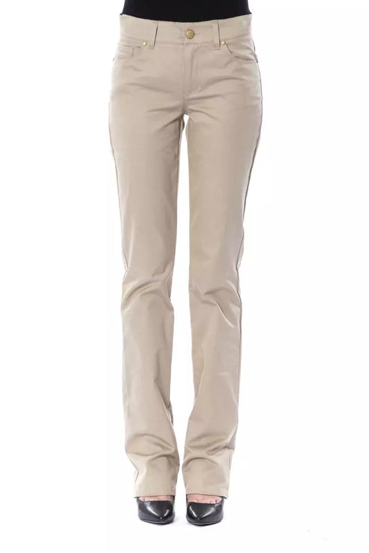 Beige Cotton Women Pant