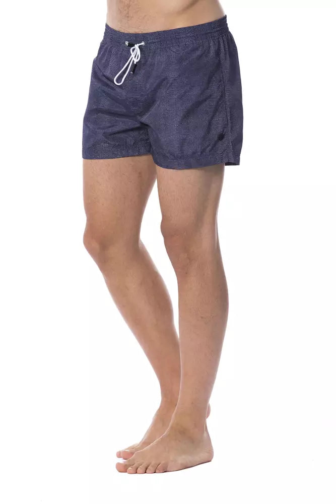 Blue Polyester Men's Swimwear