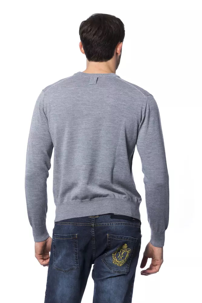 Gray Merino Wool Men Sweater