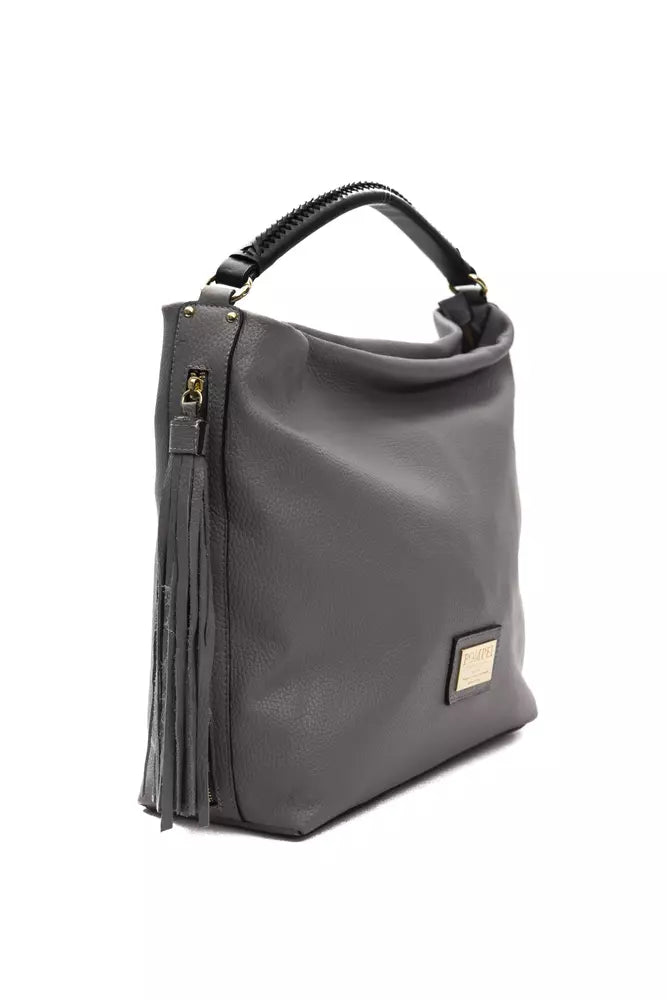 Gray Leather Women Shoulder Bag