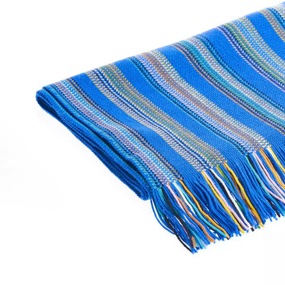 Vibrant Geometric Pattern Fringed Scarf