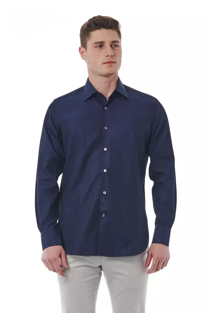 Blue Cotton Men Shirt