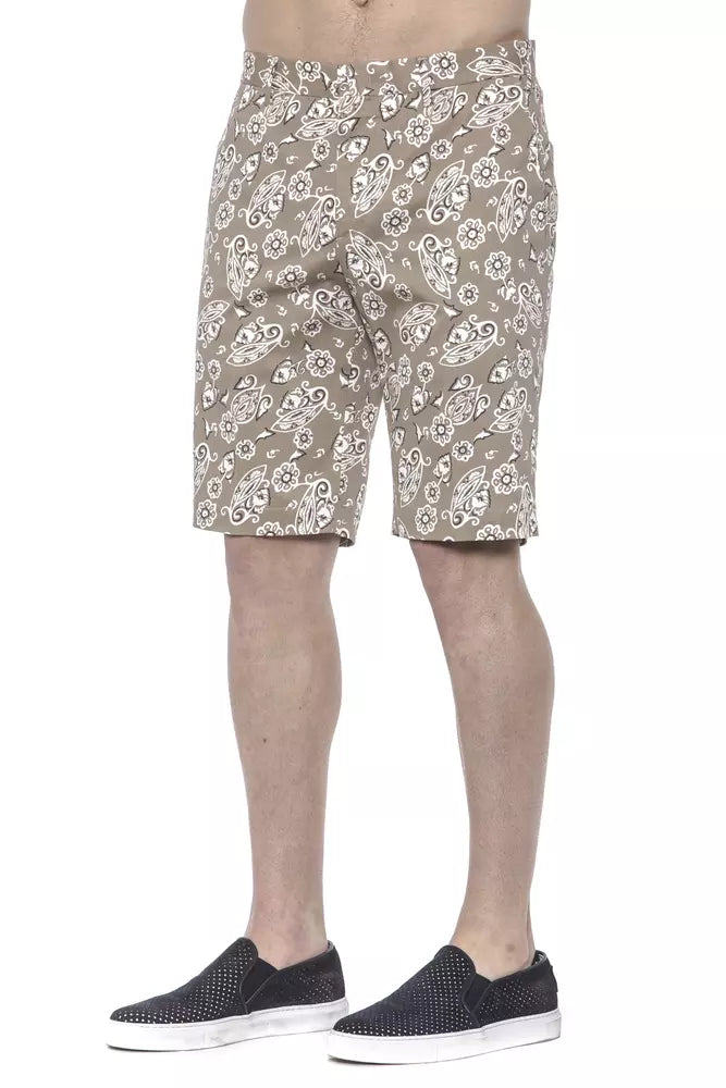 Beige Cotton Mens Bermuda Short