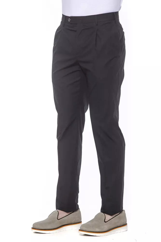 Black Cotton Men Trouser