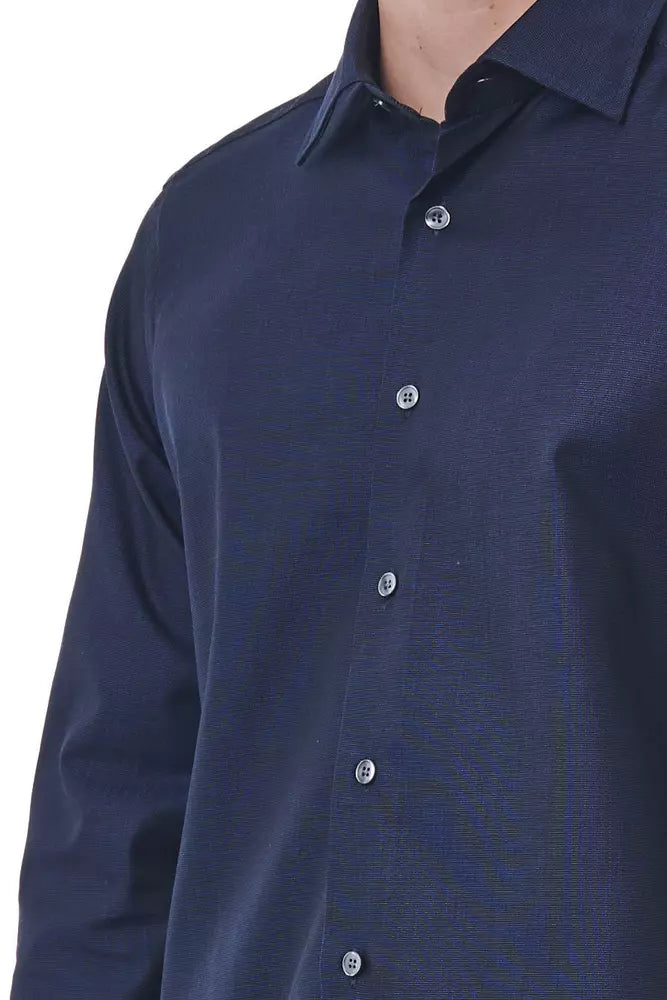 Blue Cotton Men Shirt