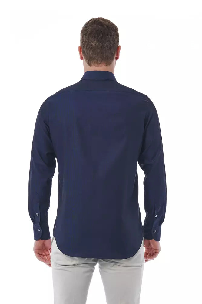 Blue Cotton Men Shirt