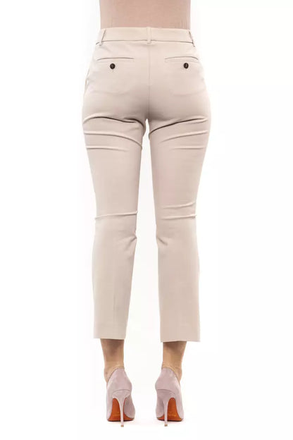 Beige Cotton Women Trouser