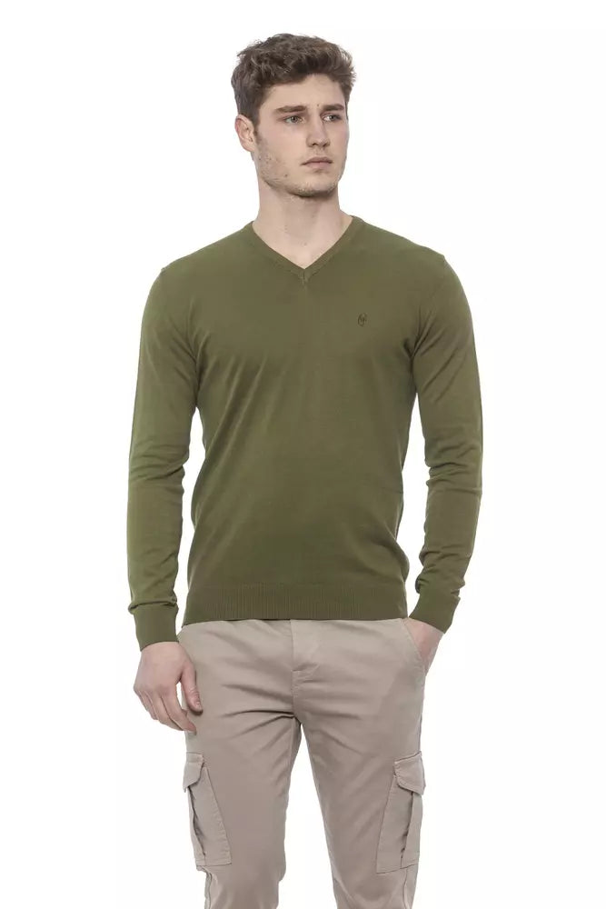 Green Cotton Men Sweater