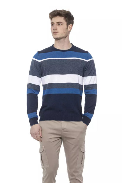 Blue Cotton Men Sweater