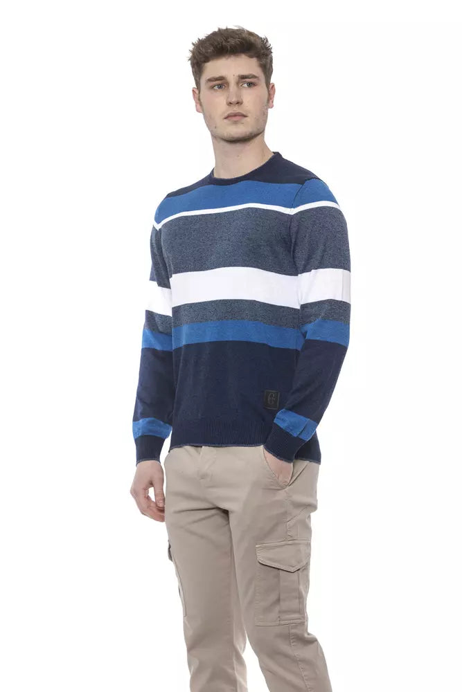 Blue Cotton Men Sweater