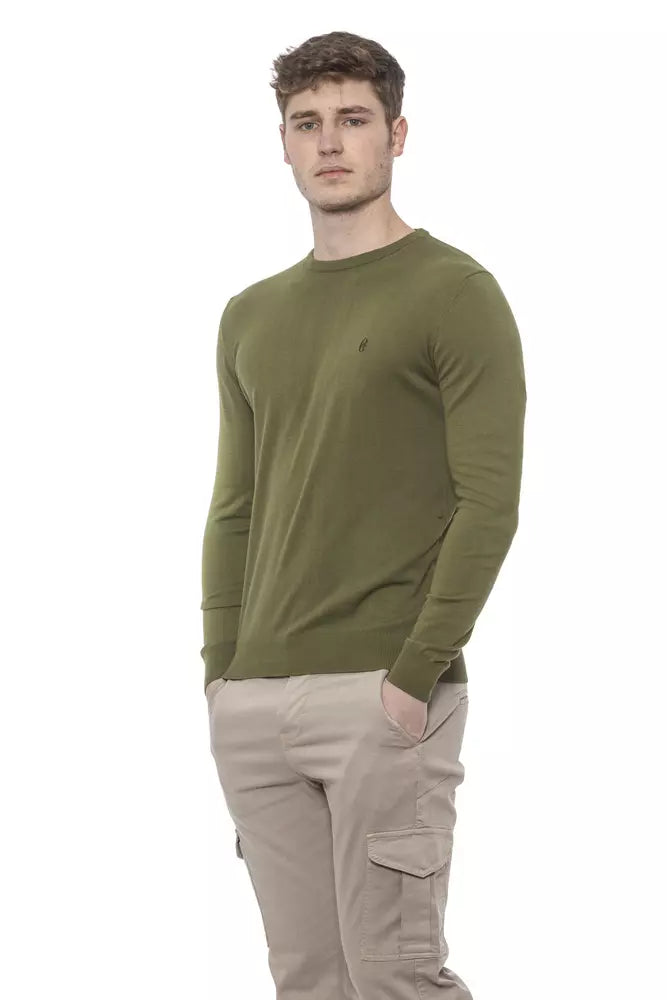 Green Cotton Men Sweater