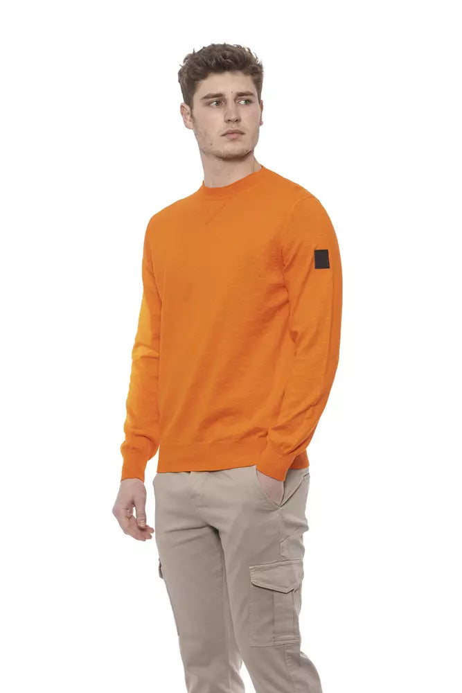 Orange Cotton Men Sweater