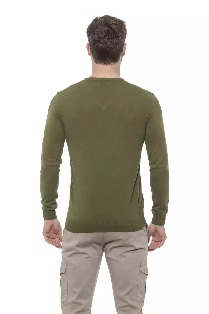 Green Cotton Men Sweater