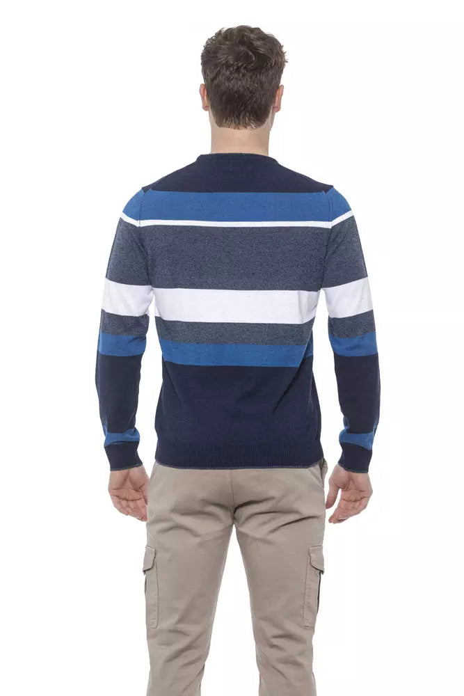 Blue Cotton Men Sweater