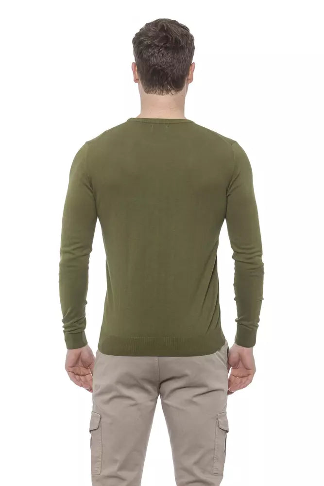 Green Cotton Men Sweater